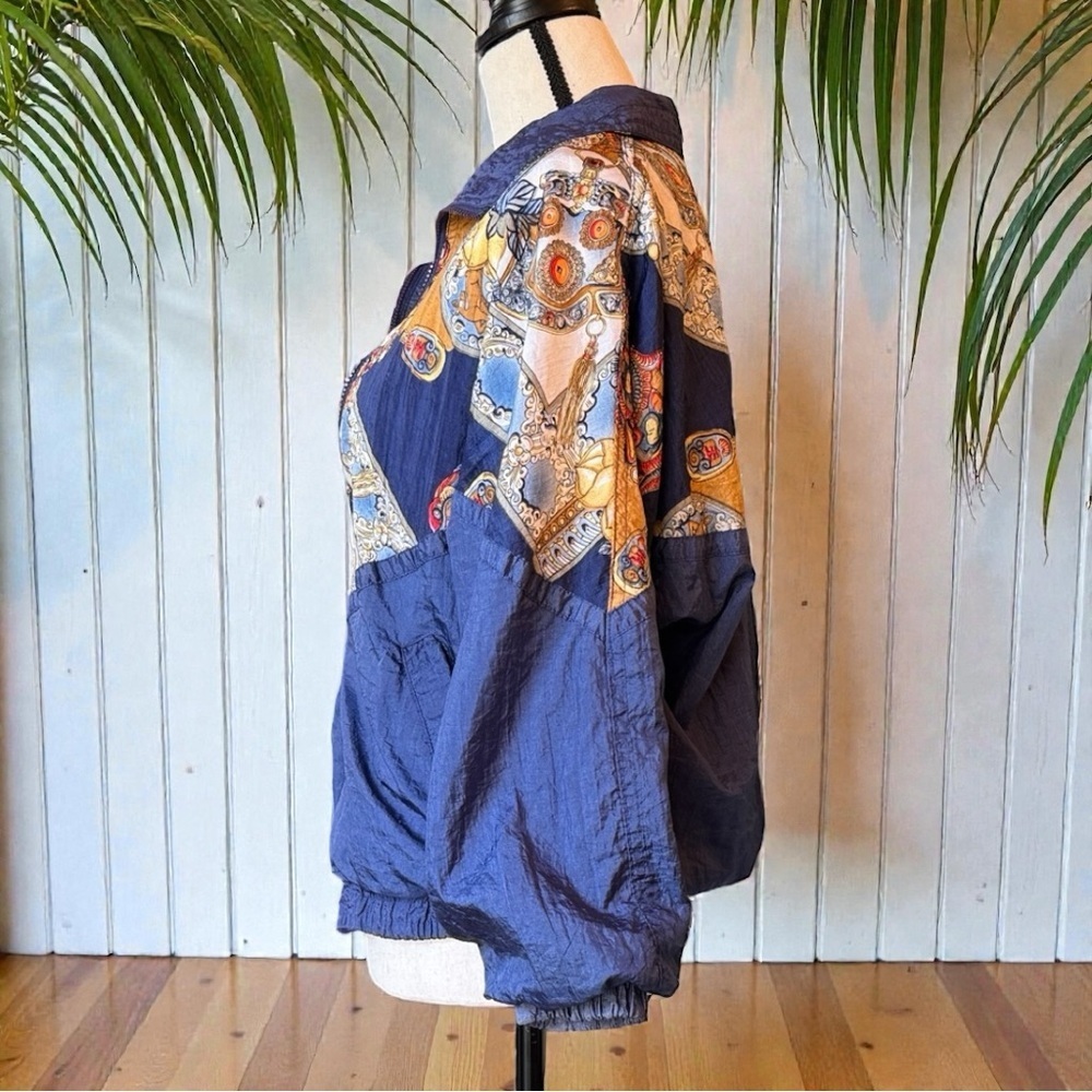 Vintage Misty Valley Sport Windbreaker Jacket – Blue Baroque Print – Early 90s - Picture 4 of 13